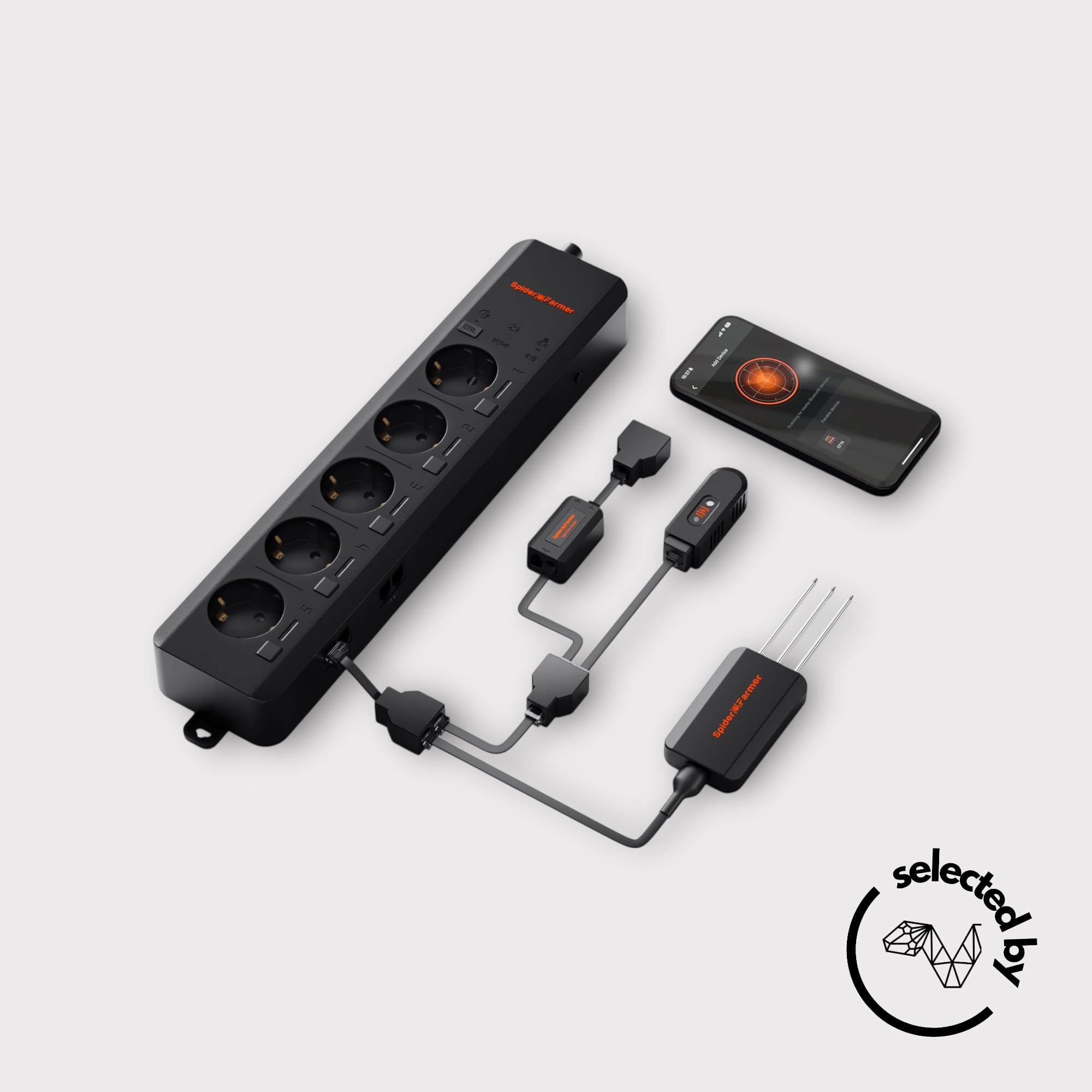 Spider Farmer Genius Grow System AC5 – Multikanalskontroller med 5 uttag och appstyrning för full kontroll av odlingsutrustning / Multichannel controller with 5 outlets and app control for complete grow equipment management