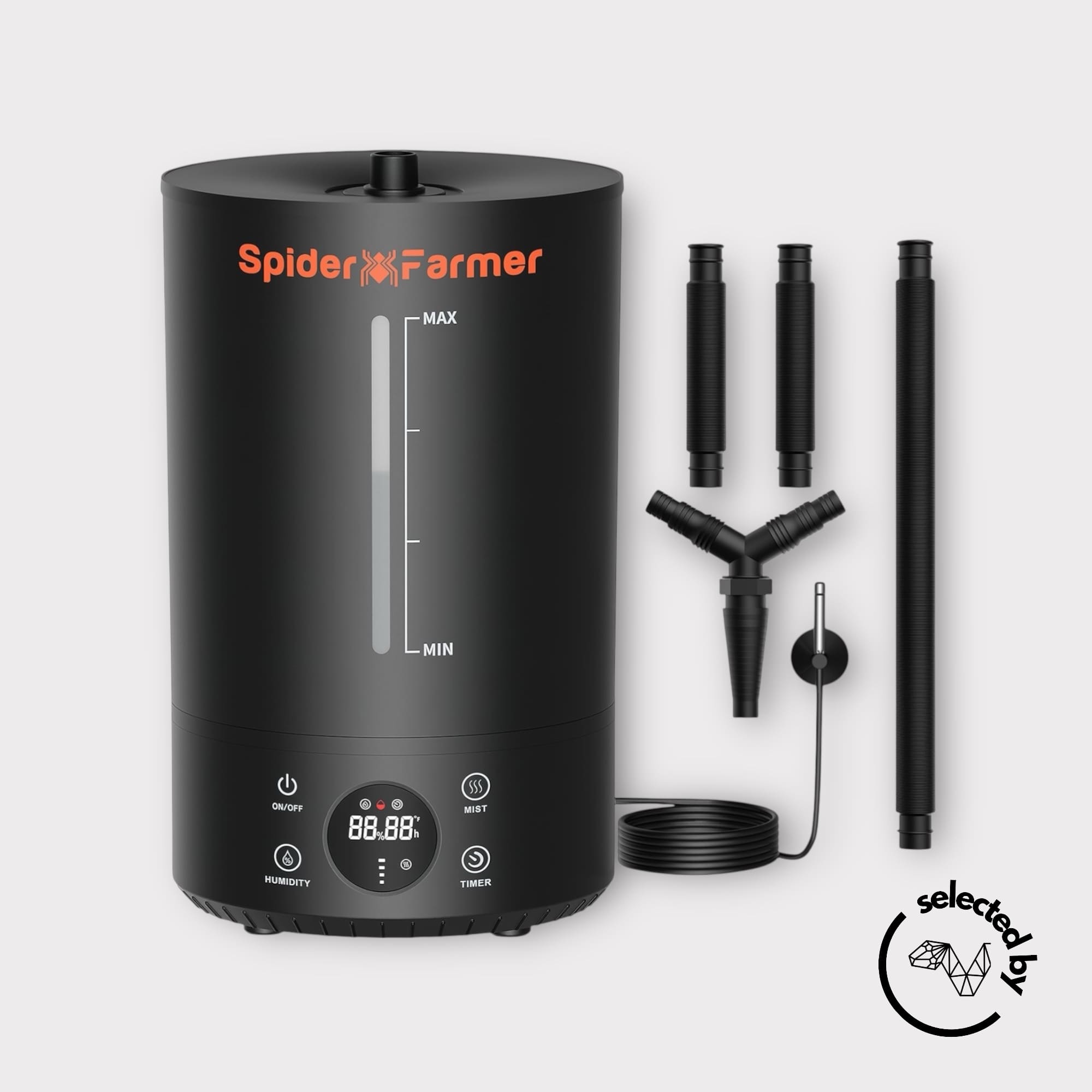 Spider Farmer 6L Cool Mist Humidifier – Ultrasonic luftfuktare med 4 dimmanivåer och 6 liters tank / Ultrasonic humidifier with 4 mist levels and 6L tank capacity