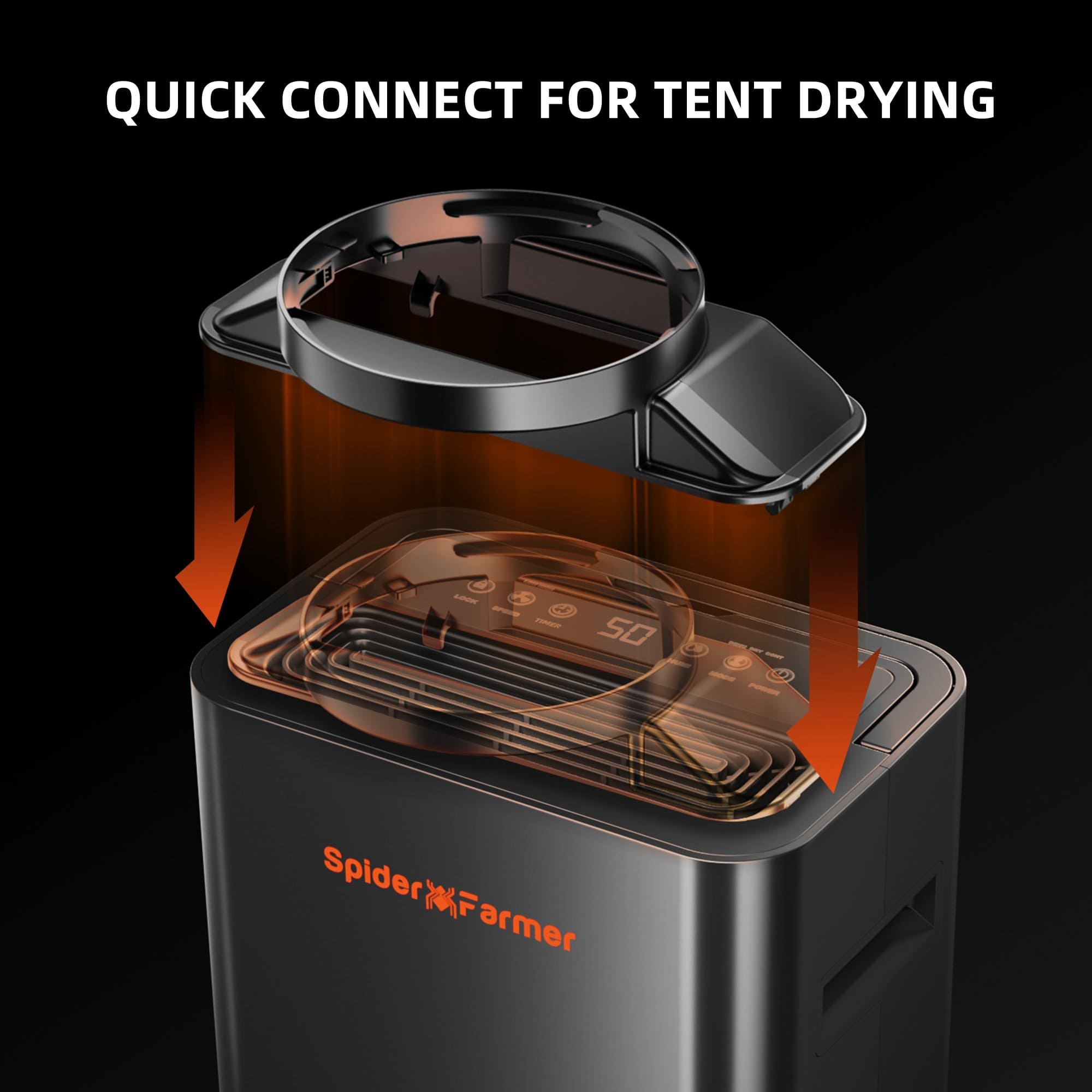 Snabbkoppling till torrluftsslang för torkning och riktad luft i tält / Quick-connect to dry-air duct for tent drying and targeted airflow