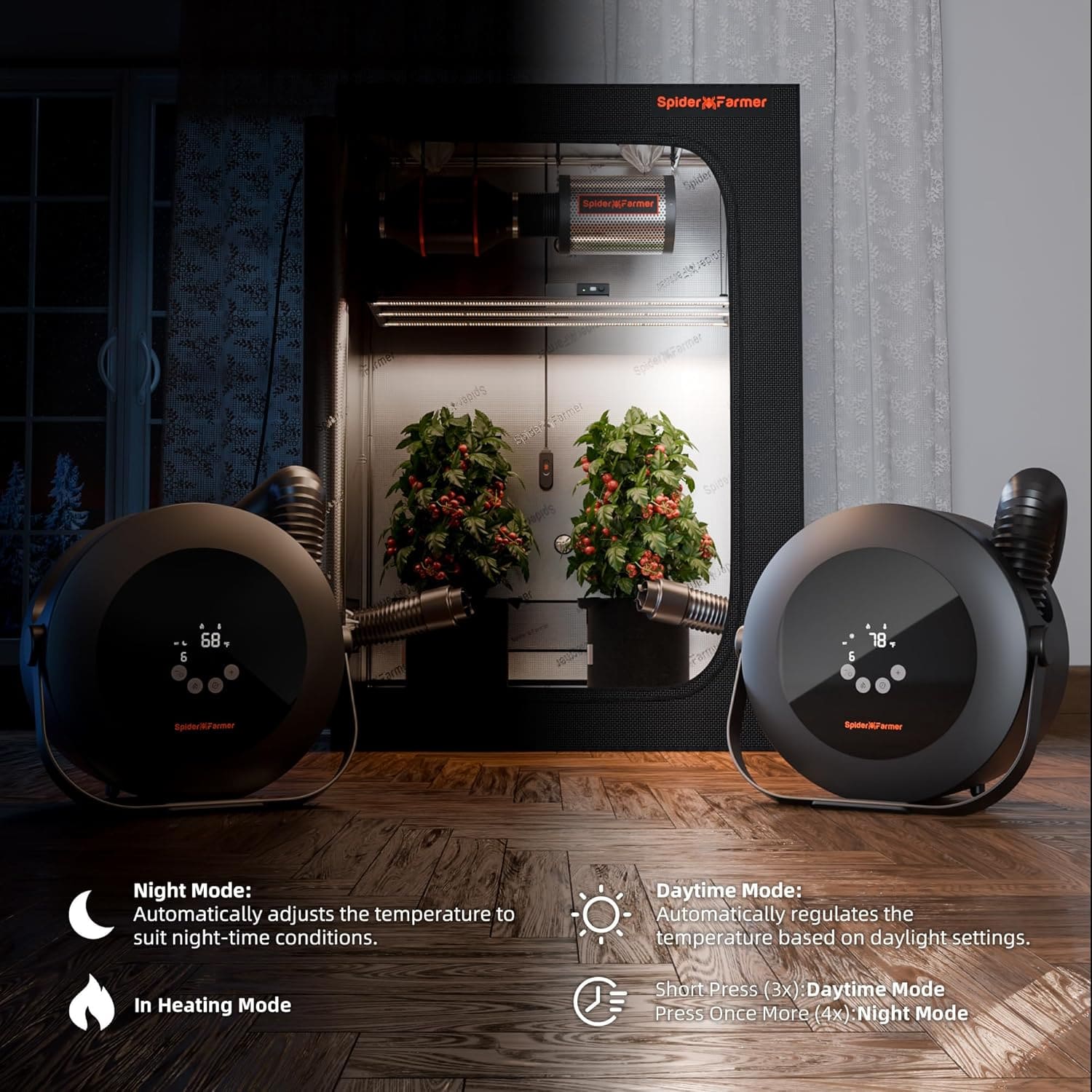 Dag- och nattläge för odlingsvärmare – automatisk temperaturreglering efter ljus / Day and Night modes for grow heater — automatic temperature control based on light