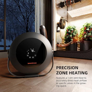 Värmefläkt för odling med 1,6 m slang för exkta temperaturer i olika zoner under vinterförhållanden / Grow heater with 1.6 m duct for precise zone heating in a grow tent during winter conditions