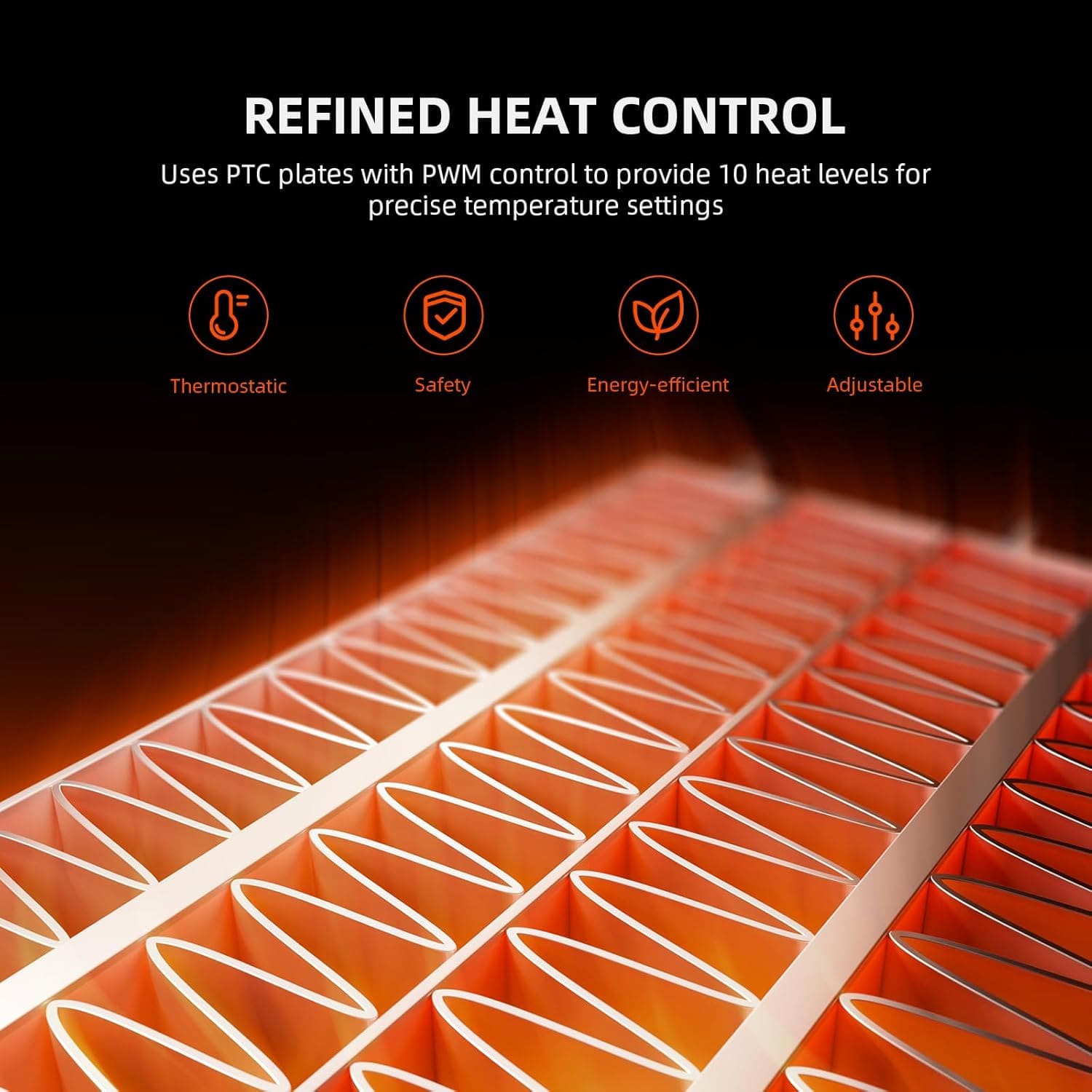 PTC-plattor med PWM-styrning ger 10 värmenivåer för exakt temperaturkontroll / PTC plates with PWM control provide 10 heat levels for precise temperature control