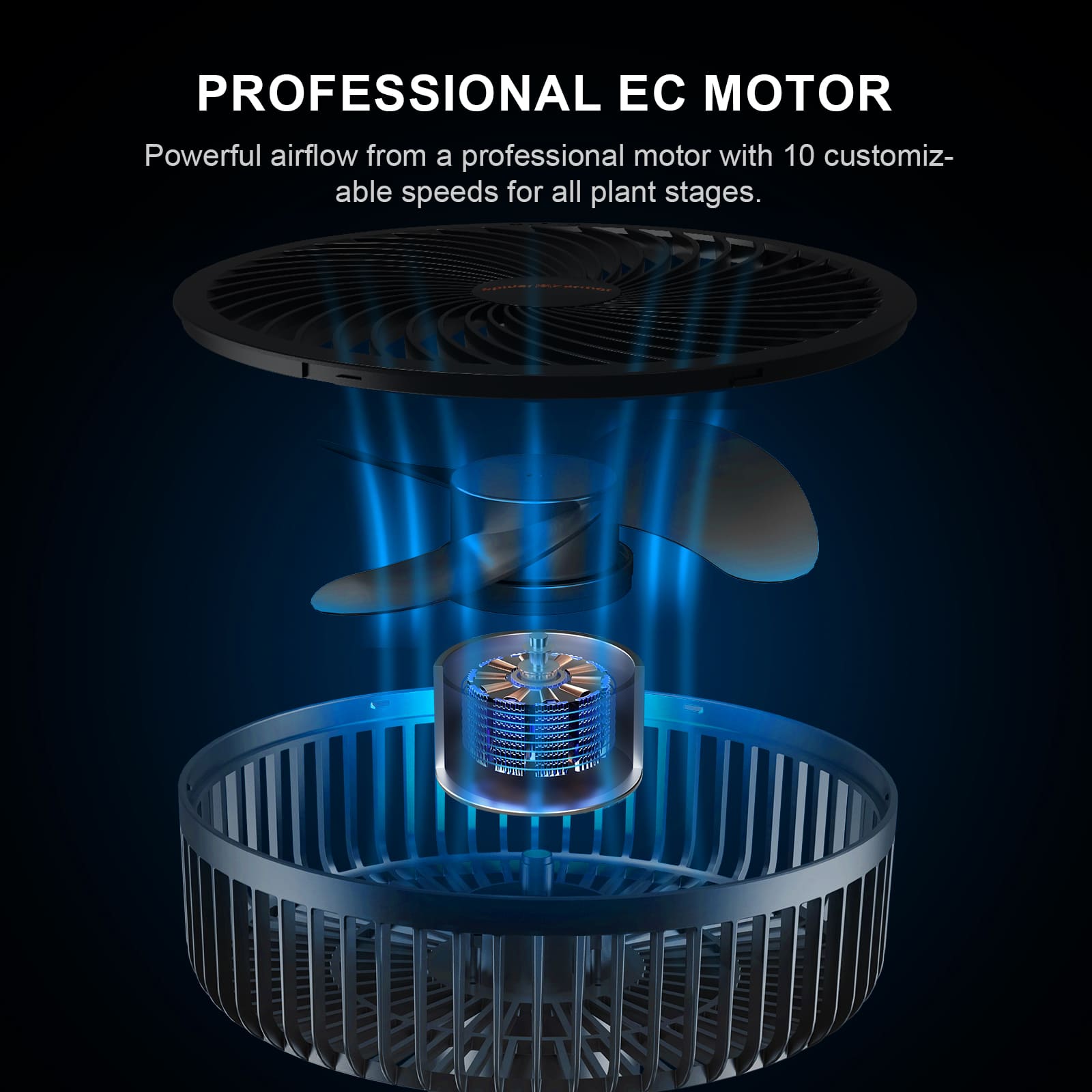 Professionell EC-motor i 6" klämfläkt – kraftfullt men tyst luftflöde / Professional EC motor in 6" clip fan — powerful yet quiet airflow