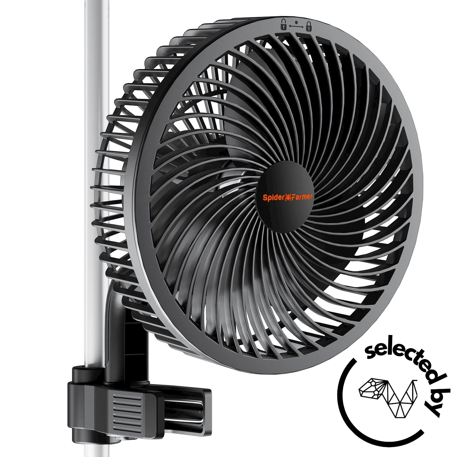 Spider Farmer 6" klämfläkt på tältstång – Selected by Stockholm Reptiles / Spider Farmer 6" clip fan on tent pole — Selected by Stockholm Reptiles